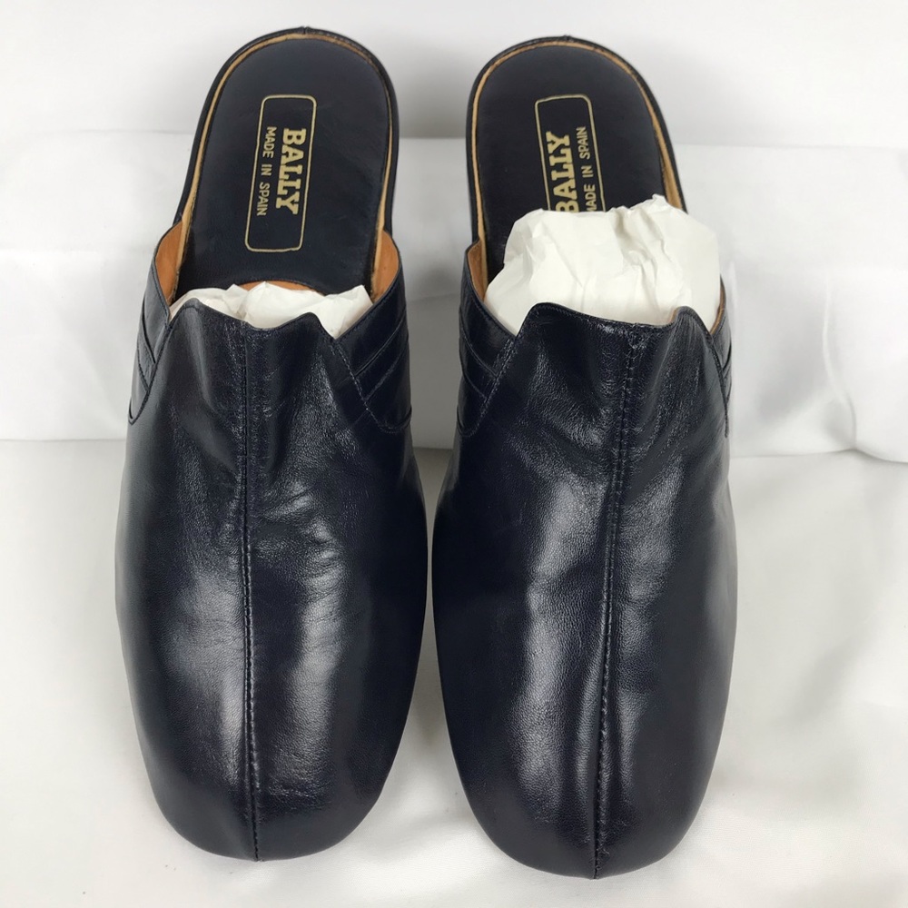 Bally Navy Leather Slippers